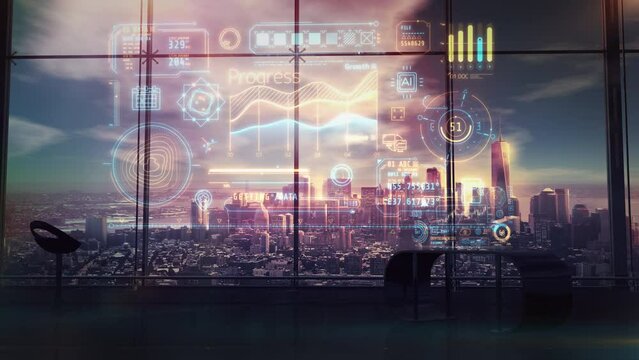 Stock quotes data on a virtual panel. 3D render