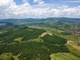 Obraz premium Aerial view of Vitosha Mountain near Village of Rudartsi, Bulgaria