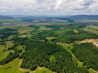 Fototapeta na wymiar Aerial view of Vitosha Mountain near Village of Rudartsi, Bulgaria