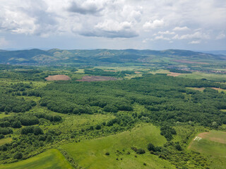 Naklejka premium Aerial view of Vitosha Mountain near Village of Rudartsi, Bulgaria