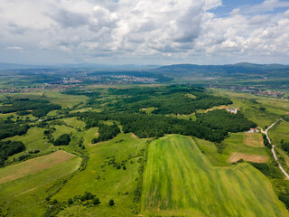 Obraz premium Aerial view of Vitosha Mountain near Village of Rudartsi, Bulgaria