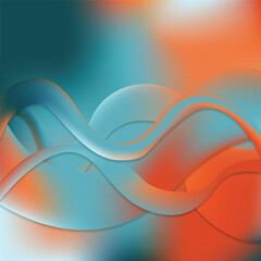  Gradient geometric wavy background, Orange and green color abstract, Good for social media banners, Templates