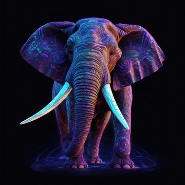 An Elephant with tusks standing in a pool of water - Generative AI