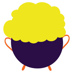 halloween cartoon witch hat, broom, bone, skull cute hand drawing. 