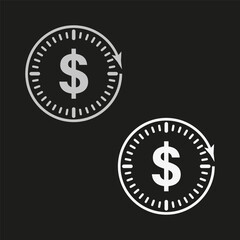 time is money icon, dollar with clock linear sign isolated. Vector illustration. stock image.