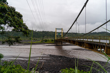 Rio Upano in Ecuador, flooding of dangerous rivers of Latin America