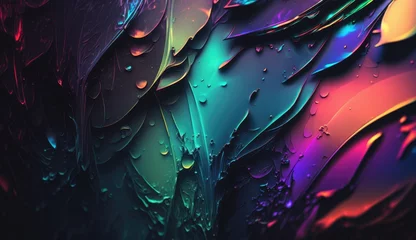 Behangcirkel irisdecent texture abstract background with waves © Stream Skins