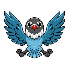 Cute slaty blue love bird cartoon flying