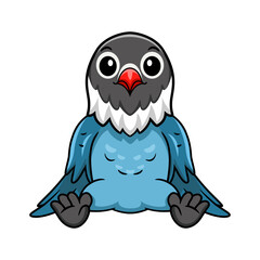 Cute slaty blue love bird cartoon