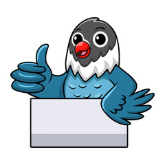 Cute slaty blue love bird cartoon giving thumb up