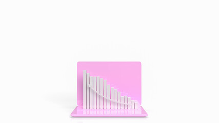 The white business chart on pink notebook 3d rendering