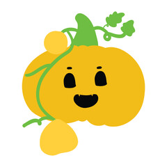 Halloween pumpkin vector, hand drawing, cute cartoon face pumpkins with orange color and doodles.