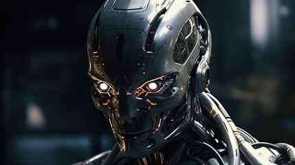concept photo of cyborg robots with artificial intelligence evolved future technology