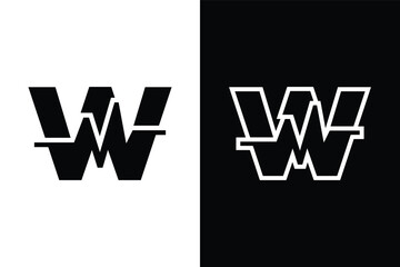 letter W with pulse line or graphic line for initials or name logo medical, marketing, business, modern logo and many more.