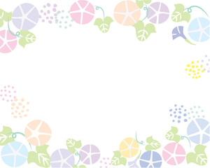 パステルカラー朝顔のフレーム素材　枠・囲み