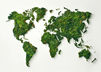 Green Planet Unveiled: Captivating World Map Embracing Earth's Lush Landscapes for Environmental Awareness, Generative AI