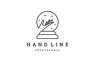 Crystal Ball In Hand logo vector design template .