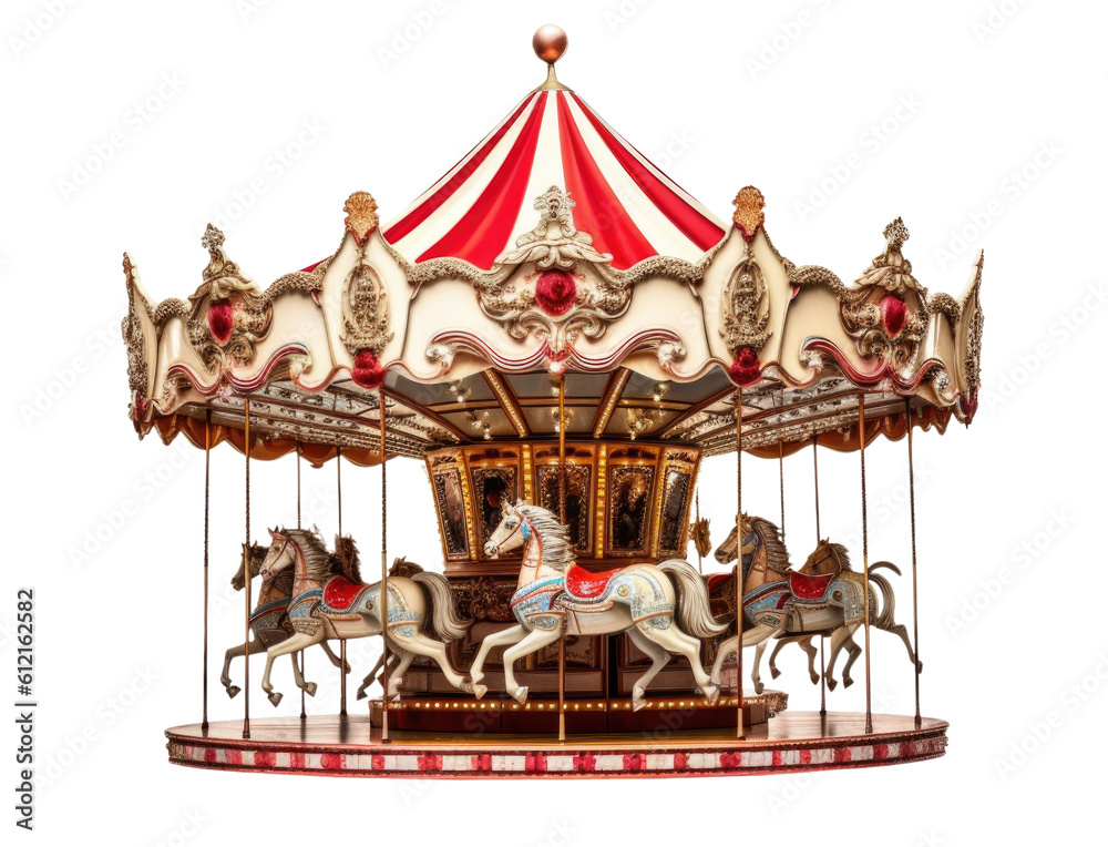 Wall mural carousel isolated on transparent background - generative ai