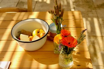 Simple breakfast in countryside