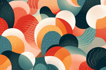 Vivid, colorful, bold geometric designs creating wall art, developed with generative ai