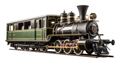 Vintage Train Isolated on Transparent Background - Generative AI