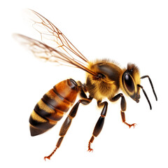Honey Bee Flying Isolated on Transparent Background - Generative AI 
