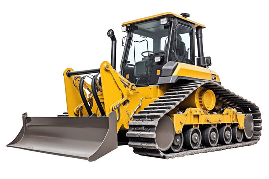 Bulldozer with Blade Isolated on Transparent Background - Generative AI 
