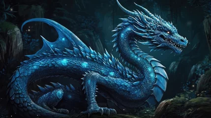 Poster blue dragon in the sea © Stream Skins
