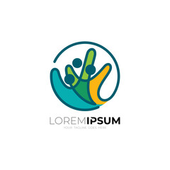 Charity icon, People care logo with colorful design vector