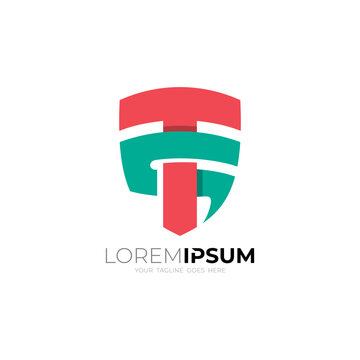 Letter S logo and T design combination, shield logo vector