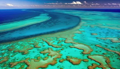 Fototapeten Great Barrier Reef Australia aerial view of tropical island in the maldives © Stream Skins