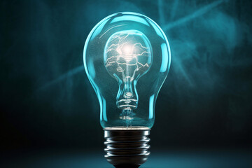 A standing light bulb on empty room, generative ai illustration