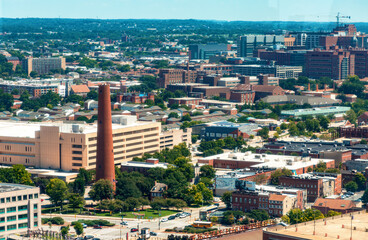 View of the Baltimore cityscape with a view of the historic Phoenix Shot Tower