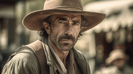 Fototapeta premium portrait of a cowboy with a hat