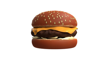 3D Chess Burger Side Perspective with Transparent Background