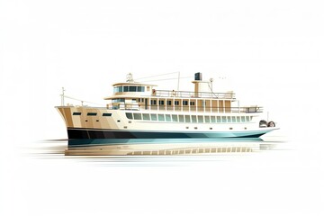Fototapeta na wymiar ferry ship with white background, generative a.i