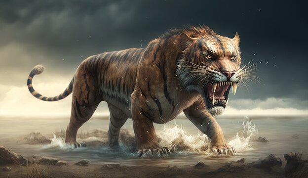 SMILODON Sabre Toothed Beast, saber tooth tiger HD wallpaper | Pxfuel