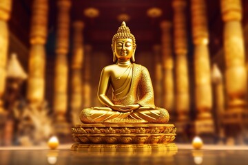 Fototapeta premium Golden Buddha statue in the temple