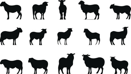 sheep and goat silhouette set