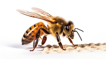 honey bee walking isolated on transparent background