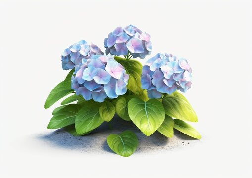 Hydrangea bushes in blossom isolated