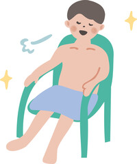 外気浴をしている男性