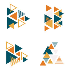 Geometric Memphis triangle shape. Set of funky bold constructivism graphics for posters, flyers. Vector minimal shapes for modern cover design,illustration decoration