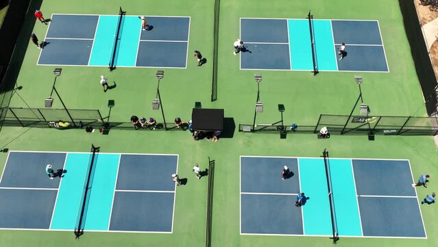 Pickleball tournament in Valencia, California - aerial flyover