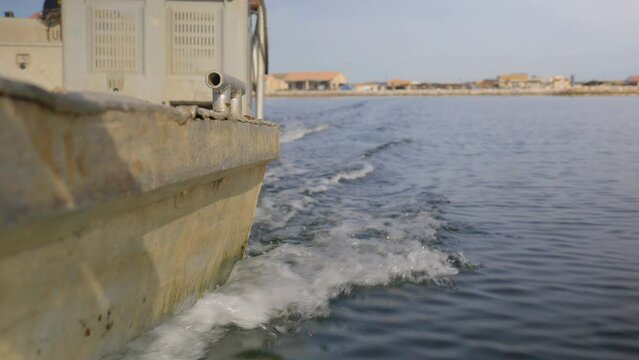 Close up of the hold from an old motorboat in Sete, France