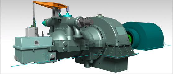 servo hydraulic governor turbine 3D illustration © Richard