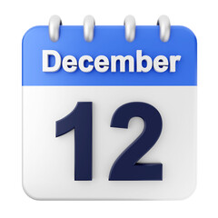 3d calendar december icon illustration render