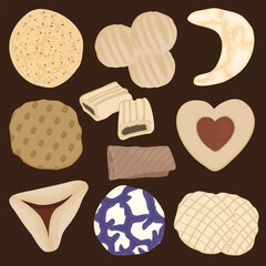 Set of Sweet Cookies Cute Hand Drawn Illustration