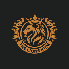 Imperial Lion Head Luxury Logo Design Vector Template