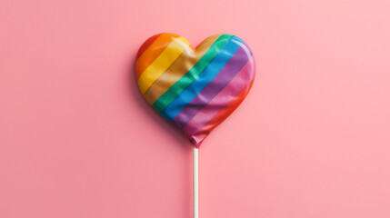 Lollipops inspired by LGTBI pride. Colorful minimalist lollipop. AI generated.